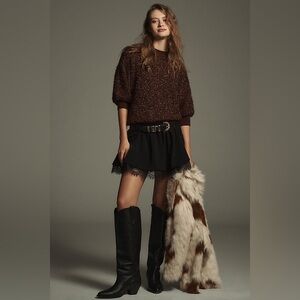 The Violetta Short-Sleeve Tinsel Sweater by Maeve NWT